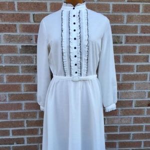 Vintage Cream Ruffle Dress- Bride of Frankenstein dress!